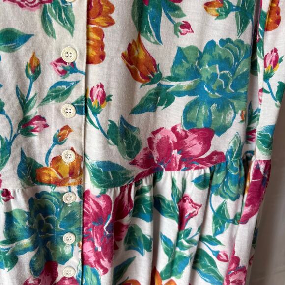 Pierre Cardin Vintage Floral Button Down Pocket Jumper Dress Large - Picture 3 of 7